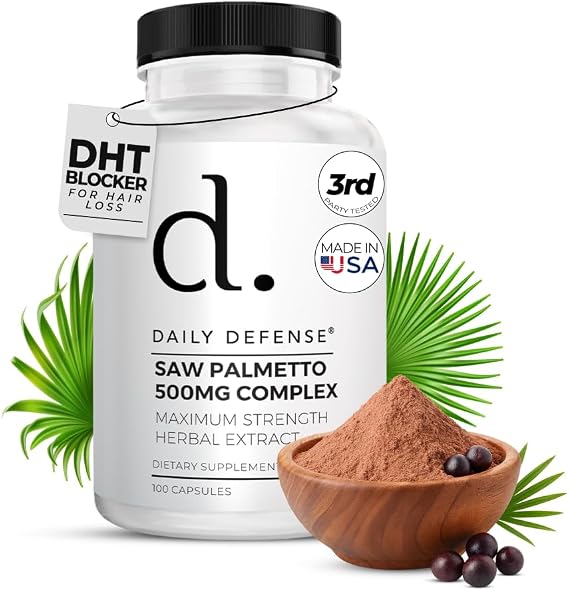 Saw Palmetto Hair Growth for Men & Women - Support to Help Maintain Normal Urination Frequency & Natural DHT Blocker to Help Prevent Hair Loss 500Mgs - (100 Capsules)