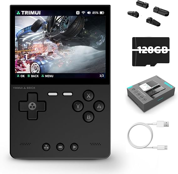 Trimui Brick Retro Game Console, 3.2-Inch IPS Screen, Black