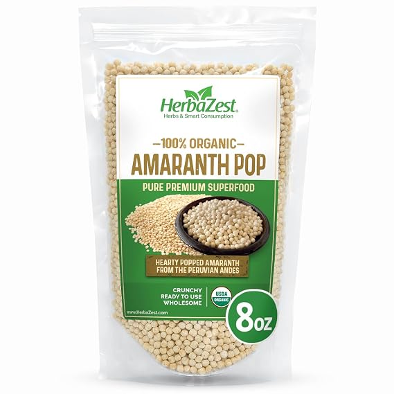 HerbaZest Amaranth Pop, 8 oz USDA Organic, Gluten-Free & Complete Protein
