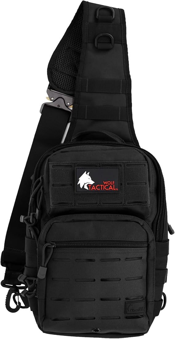 WOLF TACTICAL Mens Sling Bag - Concealed Carry, Lightweight, Laser-Cut Molle, CCW