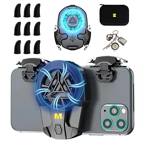 14 in 1 PUBG Mobile Phone Triggers with Cooling Fan, Cell Phone Gaming Controller with Cooler for PUBG/Call of Duty/Rules of Survival/Free Fire