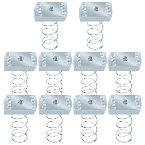 10pcs 1/4-20 Spring Strut Channel Nut Thickened Zinc Plated Strut Nuts with Spring Standard Hardware Channel Nuts for Use with Steel Strut Channels