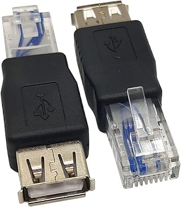 (2-Pack) USB - RJ45, USB2.0 A Female to RJ45 Ethernet Male AF-8P8C Connector, USB Transfer Network Plug Adapter