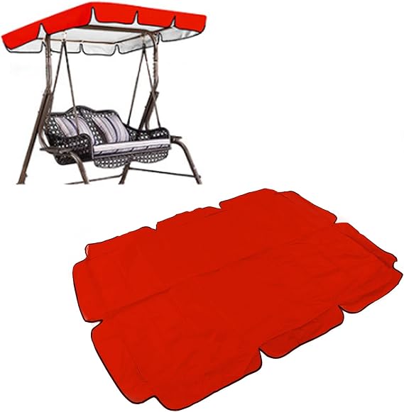 belupai Patio Swing Chair Canopy Replacement, 64 x 45in Replacement Waterproof Swing Top Cover Silver Coated Oxford Swing Chair Top Cover for Outdoor Garden Patio Yard Park Porch Seat Furniture(Red)