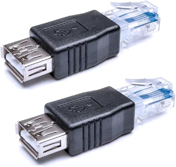 Hididi 2 Pack Ethernet to USB Adapter, RJ45 Ethernet Male to USB Female Converter, USB to RJ45 Connector for ADSL Modem, Router, Camera with Network Function