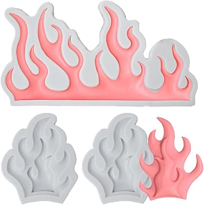 3 PCS Flame Fondant Molds Fire Cake Decorating Silicone Mold Flame Shape Molds for Sugarcraft Cake Border Decoration Cupcake Topper Chocolate Candy Jewelry Polymer Clay Gum Crafting Projects
