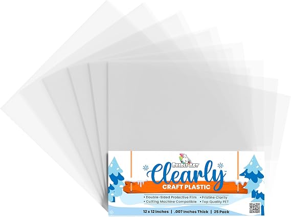 Bearly Art Clearly Craft Plastic 12x12 Clear Acetate Sheets 25 Pack