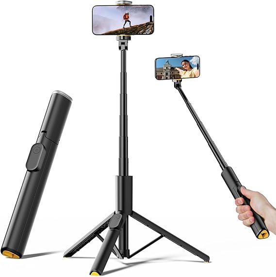 TODI 58" Selfie Stick Tripod Portable & Extendable Phone Tripod, All-in-One Stand for iPhone & Android