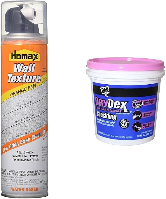 Homax 4091 Drywall Spray Texture Water-Base, 10-Ounce White and 1 qt Dap 12330 DryDex Interior/Exterior Spackling