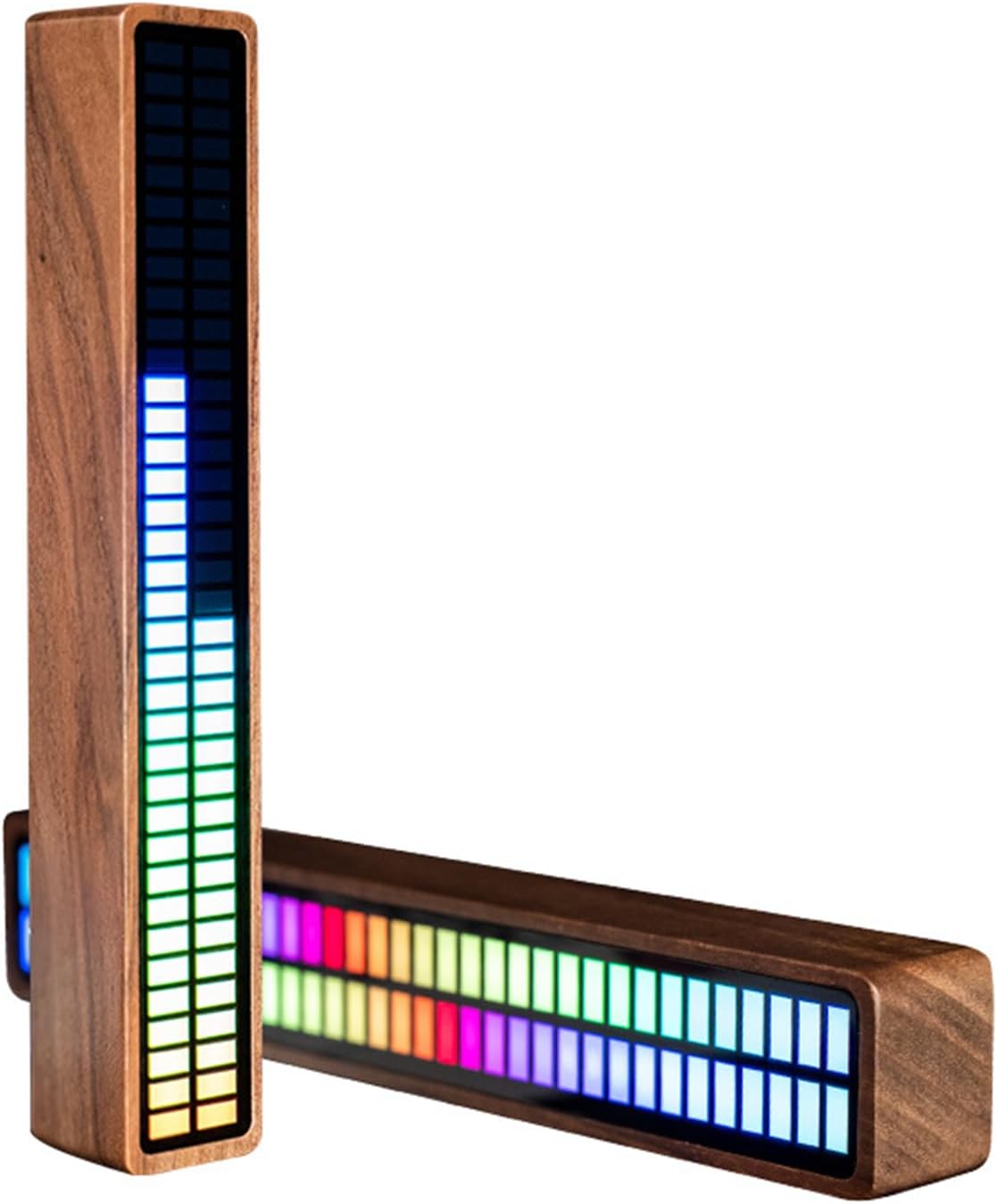 Audio Spectrum Double Row Rhythm Lights, RGB Pickup Music Rhythm Lights, Built-in Microphone, Power Off Memory Function, for Party, Room Decoration