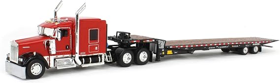 First Gear DCP 1/64 Black/Red Kenworth W900L Landoll 440B-50CA Traveling Axle Trailer 60-2034
