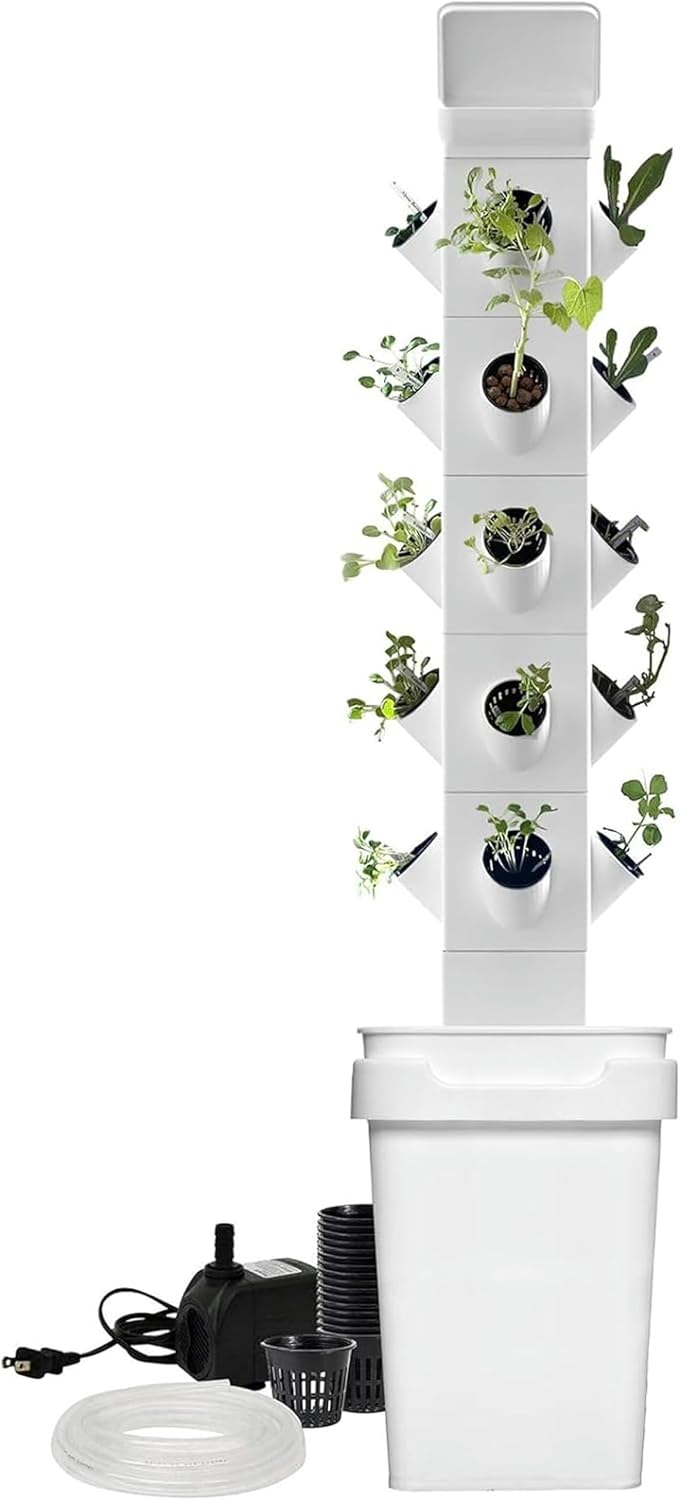 Garden Hydroponic Growing System Vertical Tower - Vegetable Plant Tower Gardening Lover - Automate Aeroponics Mini Indoor Outdoor Home Grow Herb 20Plants1pc