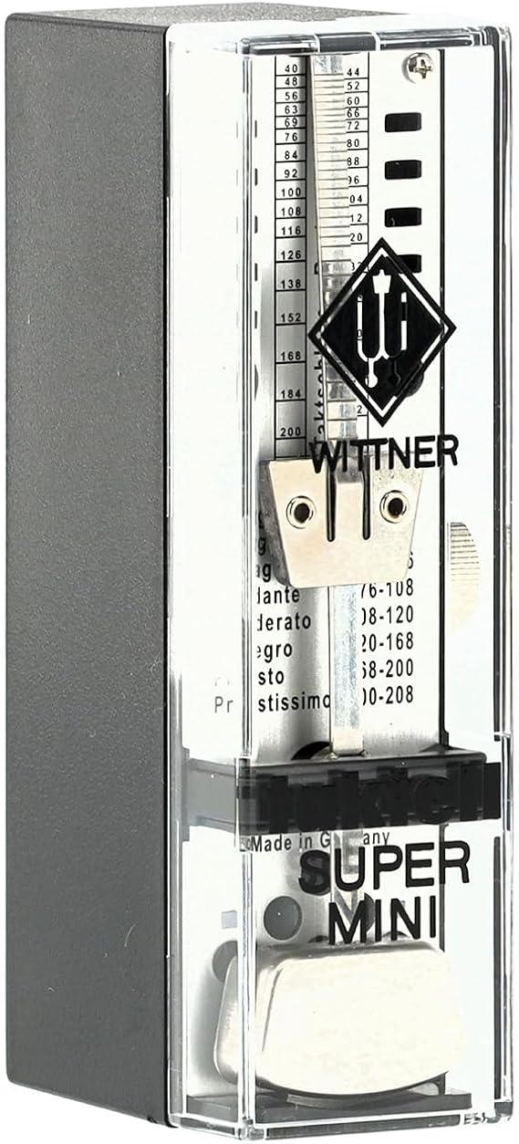 Wittner Metronome Taktell Super-Mini Series 880 - Plastic casing - Without bell - Black - Mechanical winding - No batteries required - Made in Germany