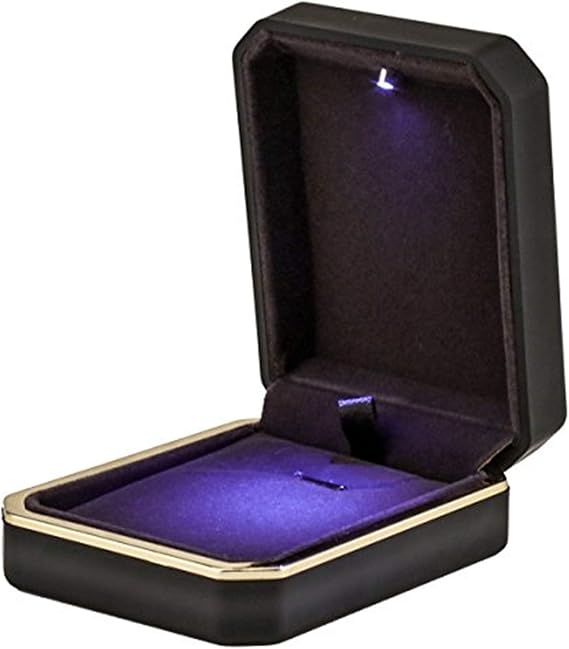 LED Jewelry Gift Box Case Elegant Velvet Necklace Pendant Box Bracelet Box with LED Light for Jewelry Display Wedding Engagment Valentine's Day Black Size:2.75"x3.54"x1.38"