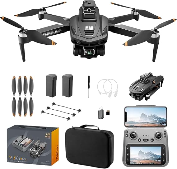 FPV Drone with 4K UHD Camera for Adults, V168 Pro Max GPS Drone with 360 Obstacle Avoidance Brushless Motor RC Drone with 4.5" HD Screen on Controller, Auto Return Altitude Hold Headless Mode, Optical Flow Hover Foldable RC Quadcopter with Screen Remote Quadcopter Gifts for Adults & Beginners Indoor Outdoor Aerial Photography Drones