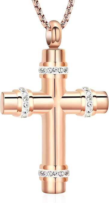 Urn Necklaces for Ashes Cross Cremation Jewelry for Ashes Memorial Ash Pendant with Hollow Keepsake Jewelry Gifts for Loss of Loved One with Funnel Filler Kit