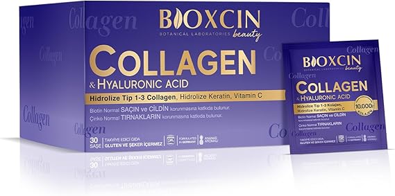 Bioxcin Beauty Collagen 30 Saşe 10.000 Mg – Tip 1 Tip 3 Hidrolize Kolajen, Hyaluronik Asit, Vitamin C ve Biotin İçeren Takviye Edici Gıda