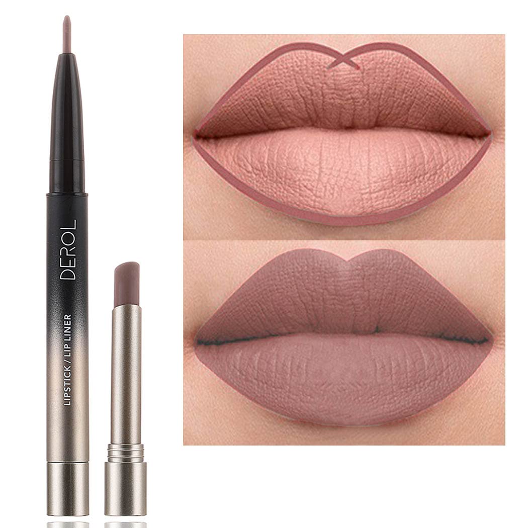 Edanta Matte Lipstick Cream Lipsticks Waterproof Lip Liner Smooth Lips Stick Long Lasting Lips Pencil Double Head Lip Crayon Makeup for Women and Girls Pack of 1 Nude 01#