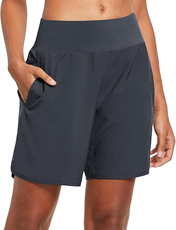 baleaf Women's 7" Running Athletic Shorts with Liner Workout Zipper Pocket | Lightweight, Quick Dry, 4-Way Stretch, Soft, High Waisted, Split Leg, Gym, Walking, Summer Casual Wear, Womens Shorts