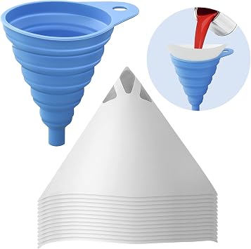 Paint Strainer with 100 Micron Filter Tips, Disposable Paint Strainers Filters Cone with Silicone Funnel for Home, Automotive, Art, Crafts & Painting Project