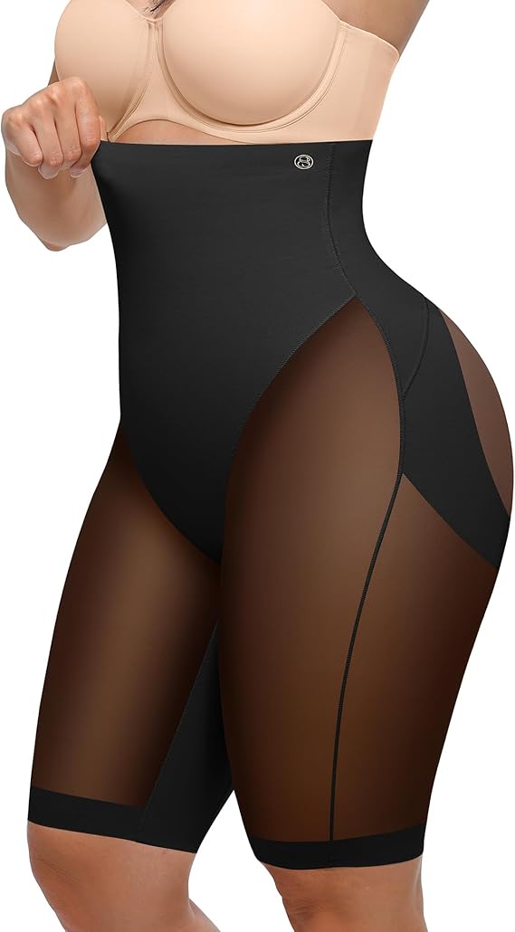 SHAPELLX Butt Lifting Shapewear for Women Tummy Control High Waisted Faja Body Shaper Invisible Shorts (Black 3X-Large)