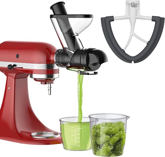Masticating Juicer Attachment for KitchenAid & Flex Edge Beater for Kitchenaid Mixer