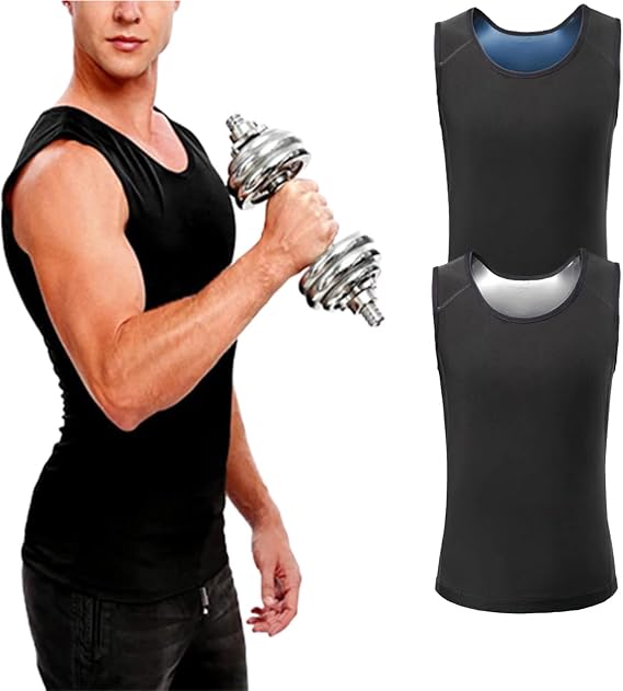 QQLady Guys Men Chest Gynecomastia Compression Top,Oveallgo Gynecomastia Muscleup Compression Tank Top (2pcs,L/X)