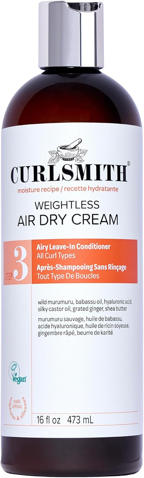 Curlsmith - Weightless Air Dry Cream - Vegan Leave-In Conditioner for Any Hair Type, Smooths Hair