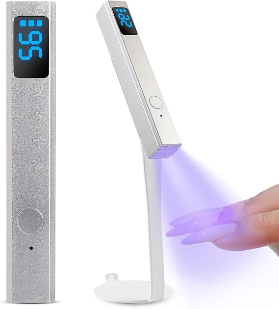 Mini Handheld Uv Light for Gel Nails with Magnetic Stand for One Finger Nail Dryer with LCD Display Portable Rechargeable Cordless Nail Lamp