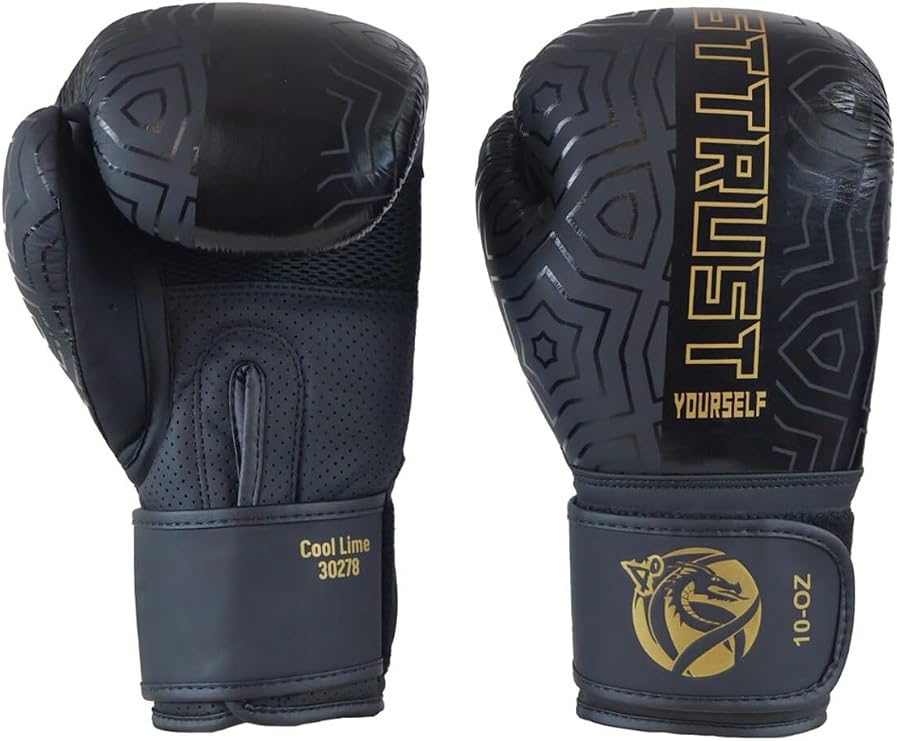 Dragon Do 30213 L Cool Lime Iı Hakiki Deri Boks Eldiveni Muay Thai Siyah 14 Oz