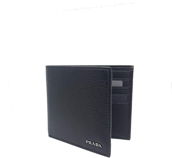 Prada Men's Nero Black Vitello Grain Leather Bifold Wallet 2MO513