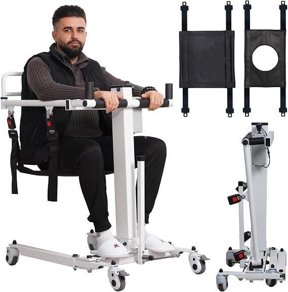 Electric Patient Lift Transfer Chair - Folding Portable Patient Lift for Home, Electric Transfer Lift for Car, Chair Lift Assist Devices for Home Seniors and Disabled, 275 lbs