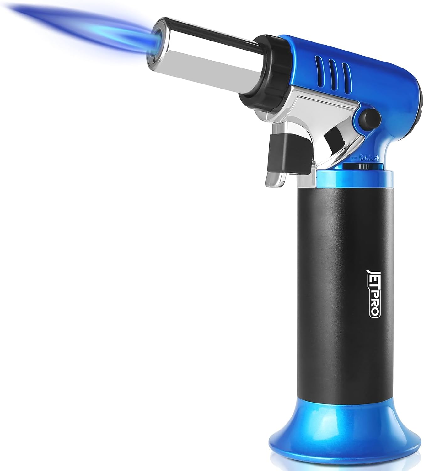 Butane Torch Lighter Refillable with Adjustable Flame Kitchen Torch for Creme Brulee Baking BBQ Cooking Soldering One Hand Operation with Fuel Window Safety Lock Butane Gas Not Included