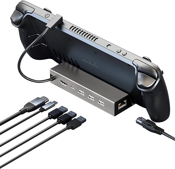 Steam Deck Dock, 6-in-1 Docking Station for Steam Deck with 4K@60Hz, 100W PD,RJ 45 Ethernet,3 USB 2.0 Compatible with Valve Steam Deck