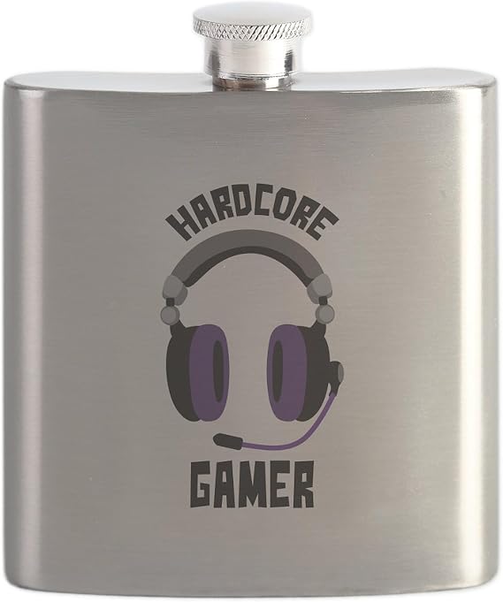CafePress Hardcore Gamer Flask 7 oz Stainless Steel Drinking Flask