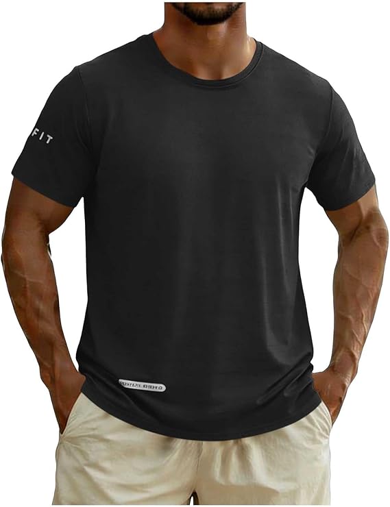 Men's Active T Shirts Casual Summer Short Sleeve Athletic Tops Breathable Gym Running Tee Pullover Tops