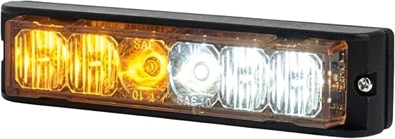 Strobes N More E6 LED Lighthead - Professional-Grade 3W Emergency Warning Light with 21 Flash Patterns - Waterproof SAE-Rated - Amber/White