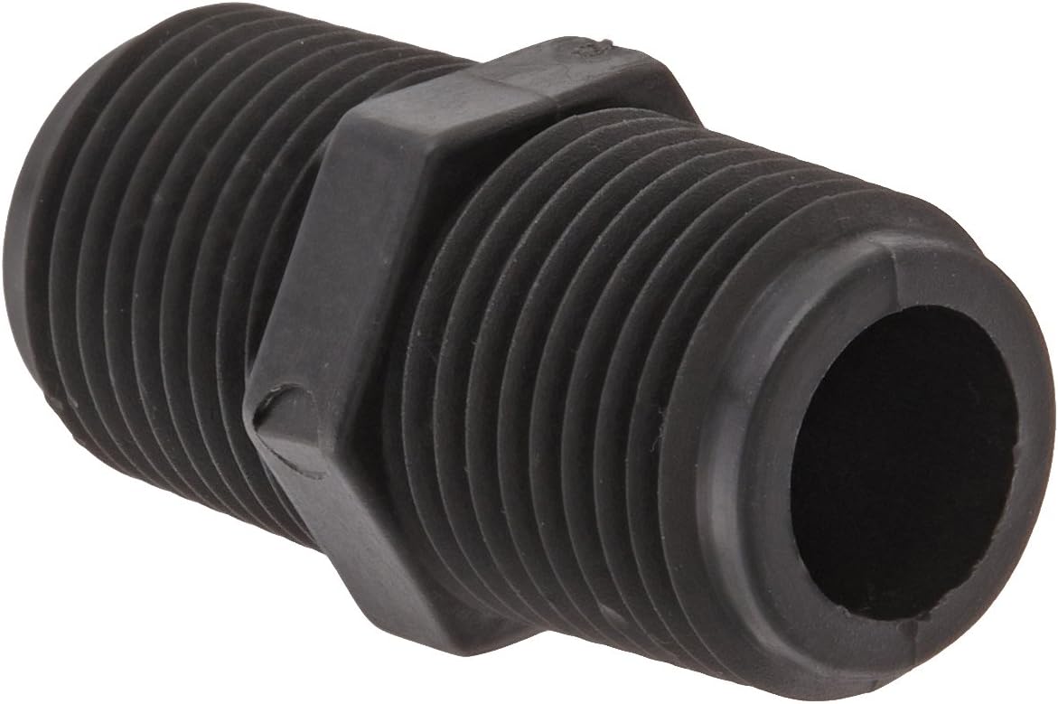 Banjo NIP050-SH Polypropylene Pipe Fitting, Short Nipple, Schedule 80, 12" NPT Male, 1-34" Length