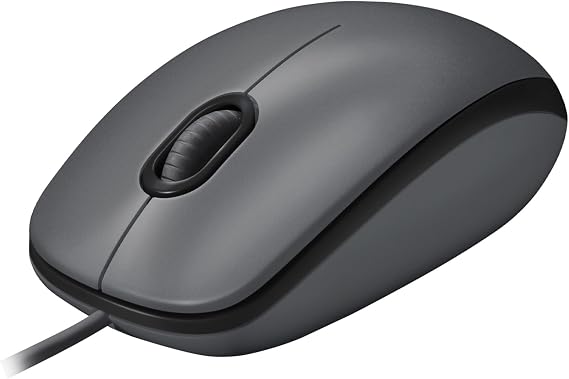 Logitech M100 Wired USB Mouse, 3-Buttons, 1000 DPI Optical Tracking, Ambidextrous PC/Mac/Laptop - Dark/Black