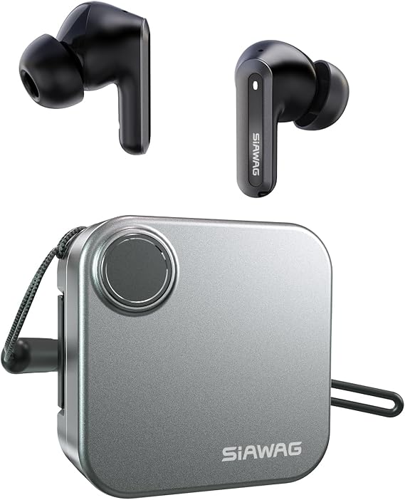 Bluetooth Headphones 5.4 Wireless Earbuds 2-in-1 Case and Phone Stand Noise Cancelling Earbuds Powerful Bass in-Ear Bluetooth 70H Playtime 35dB Hybrid ANC Waterproof for Sports/Workout Gray