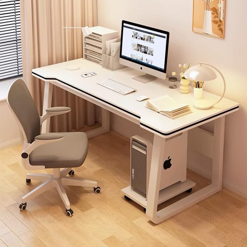 Modern Gaming Desk, PC Table Student Writing Desks, Modern Wood Desk for Computer, Gamer Table for Home, Office (White, 120x60cm)