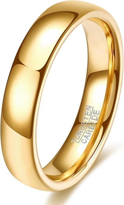 VQYSKO Tungsten Carbide Wedding Cigar Domed Band Ring Men Women 5-14