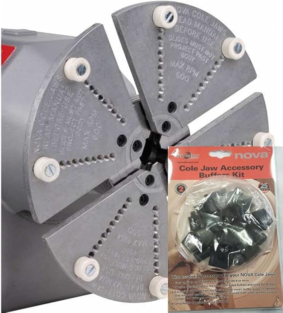 NOVA 6006 8" Cole Jaw Set For NOVA Wood Lathe Chucks Bundled With Accessory Buffer Kit (6030) | For NOVA Wood Lathe Chucks