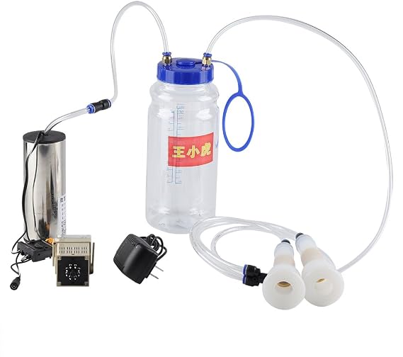 2L Portable Electric Milking Machine Milker Cow Sheep Goat Milking Machine Manual Pump One Quart One Teat Milker Claw Milking Teat Cups Goat Sheep Milking Machine (Sheep Milking Machine)