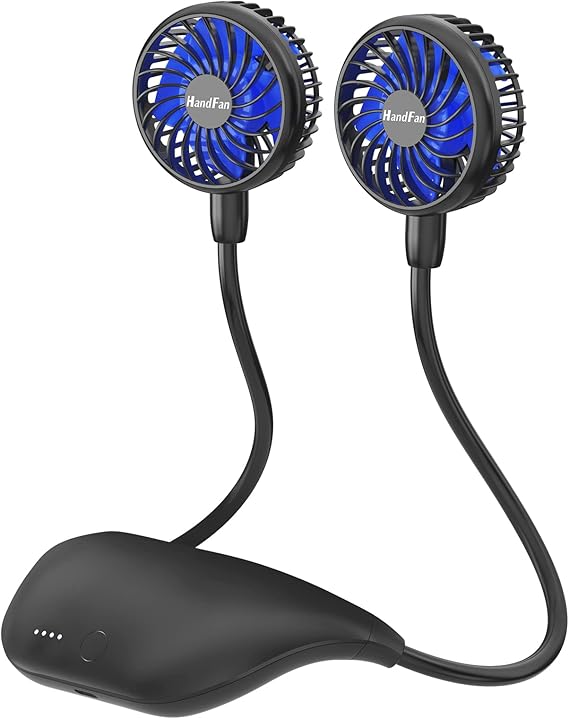 HandFan 10000mAh Neck Fan, 360 Rotation Hands Free Portable Fans for your Neck, 48h Lasting Rechargeable Battery Operated Wearable Necklace Personal Cool Fans for Travel/Disney/Sports/Cycling/Hiking