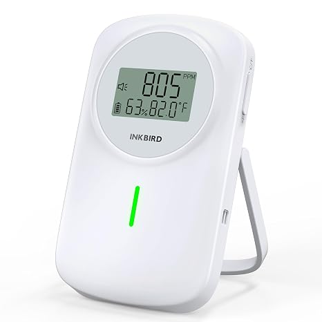 INKBIRD Indoor Air Quality Monitor Ndir CO2 Detector in Home, Room | 3 in 1 Battery Powered CO2 Monitor for Carbon Dioxide & Temperature & Humidity for Home, Office, RV, Grow Tent (IAM-O2)