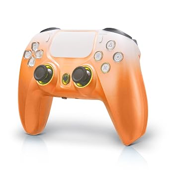 NBCP For PS4 Wireless Controller, Compatible With PS4/PS3/PC/iOS/Android,Six-Axis Gyroscope, Dual Vibration,1200mAh Battery,Dual Hall Effect Triggers,Touchpad,Turbo Function (Orange)