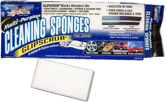 Gliptone Glipscrub Melamine Multi-Purpose Cleaning Sponges, Works on Door Panels, Dashboards, Interior & Exterior Trim, Aids in Glass Cleaning, Wheels and More, 12 Count