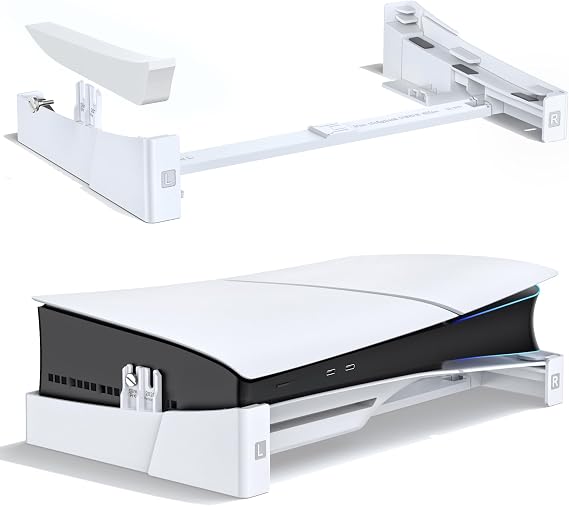 Kosker Horizontal Stand for PS5 PS5 Slim/PS5 Disc and Digital Console, Scalable Design for PS5, Thin Horizontal Stand with Fixed Screw, Rugged PS5 Base Holder for PlayStation 5 Console