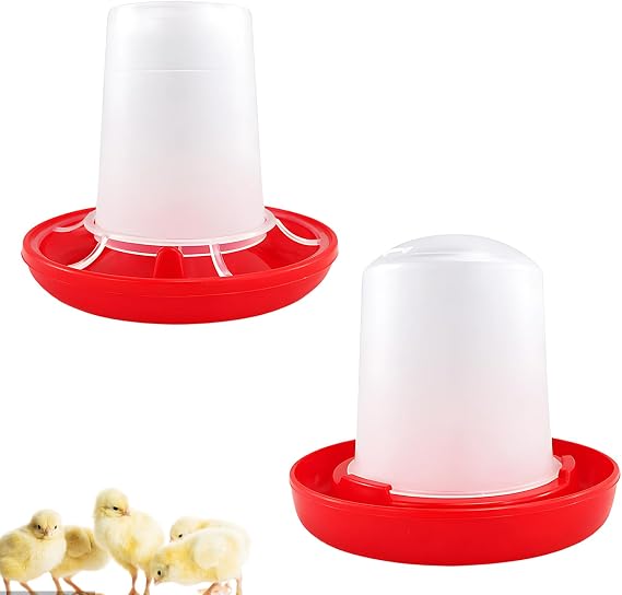 2Pcs Chick Feeder, Chick Feeder and Drinker Set, Poultry Farming Equipment for Small Flocks, Sturdy Durable Construction, Leak-Proof & Easy to Clean for Long-Lasting Use